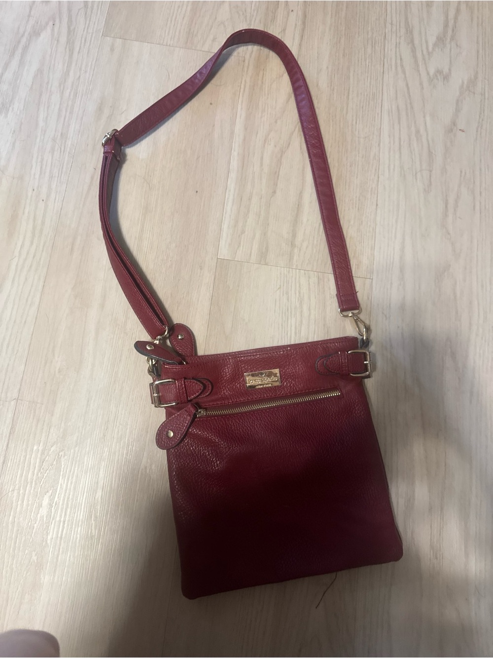 kate spade Red Leather Crossbody Bag with Gold Hardware